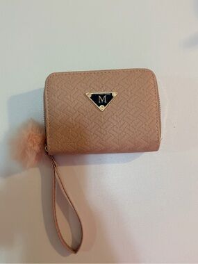 Monogram M Pink Textured Wristlet Clutch